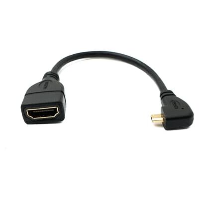 SYSTEM-S ángulo Conector Micro HDMI Male a Estándar HDMI Female Cable Adaptador 90 Grados acodado SYSTEM-S ángulo Conector Micro HDMI Male a Estándar HDMI Female Cable Adaptador 90 Grados acodado