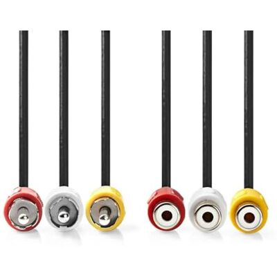 NEDIS Cable de vídeo compuesto – 3 conectores RCA – 3 x RCA hembra – niquelado – 480p – 2,00 m – redondo – PVC – negro – etiqueta NEDIS Cable de vídeo compuesto – 3 conectores RCA – 3 x RCA hembra – niquelado – 480p – 2,00 m – redondo – PVC – negro – etiqueta