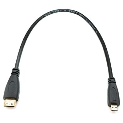 SYSTEM-S Cable HDMI de 30 cm micro macho a mini adaptador en negro SYSTEM-S Cable HDMI de 30 cm micro macho a mini adaptador en negro
