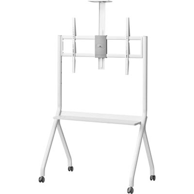 Maclean MC-114 W Soporte de TV móvil de 55 a 100 Pulgadas, Acero Recubierto de Polvo, VESA hasta 900 x 600, Capacidad de Carga de 120 kg, Altura Ajustable, Ruedas con Bloqueo, estantes para cámara y Maclean MC-114 W Soporte de TV móvil de 55 a 100 Pulgadas, Acero Recubierto de Polvo, VESA hasta 900 x 600, Capacidad de Carga de 120 kg, Altura Ajustable, Ruedas con Bloqueo, estantes para cámara y
