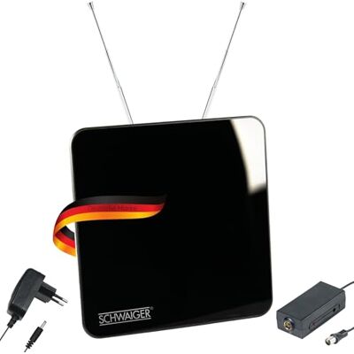 SCHWAIGER 20372 DVBT-2 Antena Antena Interior Activa TV Digital Amplificador de señal Interior LTE Filtro de Bloqueo recepción DVB-T Dab+ FM Acabado Lacado Piano SCHWAIGER 20372 DVBT-2 Antena Antena Interior Activa TV Digital Amplificador de señal Interior LTE Filtro de Bloqueo recepción DVB-T Dab+ FM Acabado Lacado Piano