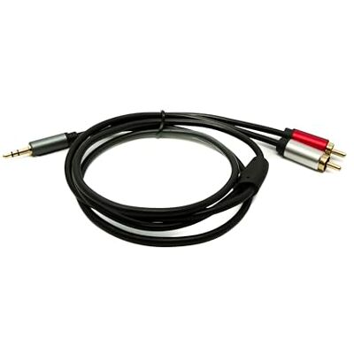 SYSTEM-S Cable de audio RCA 2 RCA de 100 cm macho a AUX jack de 3,5 mm, adaptador de 3 pines SYSTEM-S Cable de audio RCA 2 RCA de 100 cm macho a AUX jack de 3,5 mm, adaptador de 3 pines