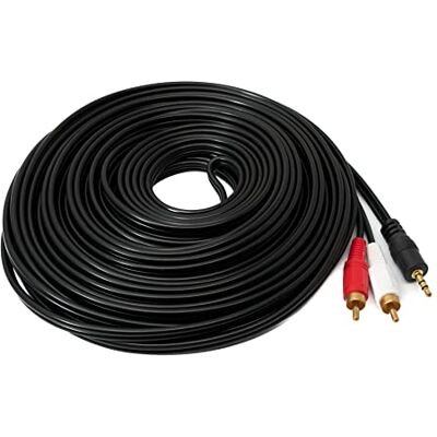 SYSTEM-S Cable RCA 2 RCA de 15 m macho a AUX 3,5 mm, conector estéreo AV en negro SYSTEM-S Cable RCA 2 RCA de 15 m macho a AUX 3,5 mm, conector estéreo AV en negro