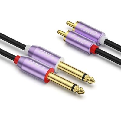 J&D Cable Doble 1/4 de Pulgada TS a Doble RCA, Carcasa de Aleación de Aluminio Morada y Conector Chapado en Oro 2x6,35 mm Macho TS a 2 RCA Macho Cable Adaptador para Mezcladora Amplificador, 4.6 M J&D Cable Doble 1/4 de Pulgada TS a Doble RCA, Carcasa de Aleación de Aluminio Morada y Conector Chapado en Oro 2x6,35 mm Macho TS a 2 RCA Macho Cable Adaptador para Mezcladora Amplificador, 4.6 M
