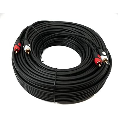 SYSTEM-S Cable RCA 2 RCA 30 m macho a macho, adaptador AV estéreo en negro SYSTEM-S Cable RCA 2 RCA 30 m macho a macho, adaptador AV estéreo en negro