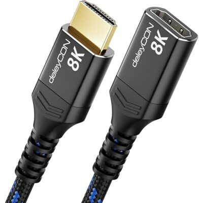 deleyCON 1,5m 8K Extensión HDMI 2.1 para TV, Monitor, PS4, PS5, Xbox, Dolby Atmos Soundbar eARC HDR10+ 48Gbps Acoplador Adaptador 8K@60Hz, 4K@120Hz/144Hz, 2K@240Hz deleyCON 1,5m 8K Extensión HDMI 2.1 para TV, Monitor, PS4, PS5, Xbox, Dolby Atmos Soundbar eARC HDR10+ 48Gbps Acoplador Adaptador 8K@60Hz, 4K@120Hz/144Hz, 2K@240Hz