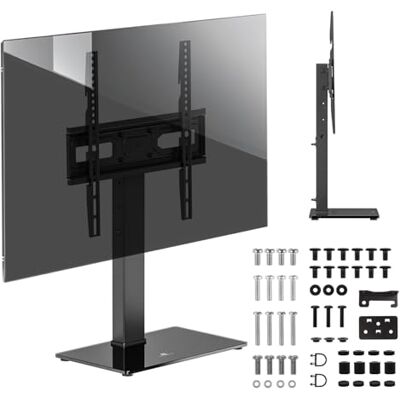 Maclean MC-1240 Soporte Universal para TV de 32 a 65 Pulgadas, hasta 40 kg, VESA 75x75-400x400 Altura Ajustable y Giratorio, Base de Cristal Color Negro Ideal para Armarios y Cómodas Maclean MC-1240 Soporte Universal para TV de 32 a 65 Pulgadas, hasta 40 kg, VESA 75x75-400x400 Altura Ajustable y Giratorio, Base de Cristal Color Negro Ideal para Armarios y Cómodas