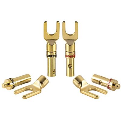 POPPSTAR 4X Terminal de Horquilla; Conectores Altavoces para Cable de Altavoz (hasta 4mm²), contactos Dorados 24k, Color de Marcas: 2X Negro, 2X Rojo POPPSTAR 4X Terminal de Horquilla; Conectores Altavoces para Cable de Altavoz (hasta 4mm²), contactos Dorados 24k, Color de Marcas: 2X Negro, 2X Rojo