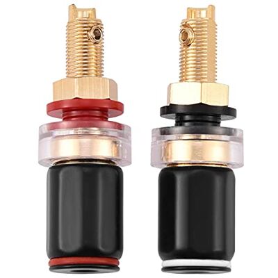 VBESTLIFE Conector, conector de terminal de amplificador de altavoz de cobre de 2 piezas para conector banana de 4 mm, terminales de pala, cable desnudo VBESTLIFE Conector, conector de terminal de amplificador de altavoz de cobre de 2 piezas para conector banana de 4 mm, terminales de pala, cable desnudo