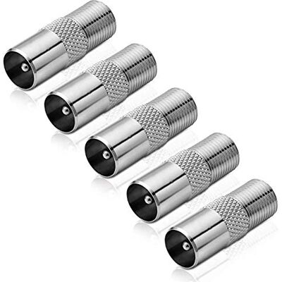 conecto Adaptador F hembra a r coaxial IEC, adaptador de antena entre r F e IEC para cable satélite y DVB-T conecto Adaptador F hembra a r coaxial IEC, adaptador de antena entre r F e IEC para cable satélite y DVB-T