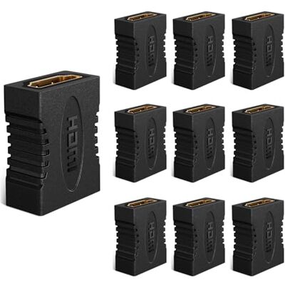 J&D 8K HDMI Coupler, 8K@60Hz/4K@120Hz Hembra a Hembra Conector HDMI Extender, Soporte 3D, HDR, HDCP, ARC, Compatible con DVD, BLU-Ray, TV, Ordenador portátil, PC, Monitor, Paquete de 10 J&D 8K HDMI Coupler, 8K@60Hz/4K@120Hz Hembra a Hembra Conector HDMI Extender, Soporte 3D, HDR, HDCP, ARC, Compatible con DVD, BLU-Ray, TV, Ordenador portátil, PC, Monitor, Paquete de 10
