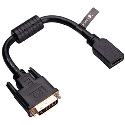 Keple Adaptador de Cable HDMI a DVI (DVI-D Dual Link 24 + 1) Adaptador HDMI Hembra a Macho con Conector Chapado en Oro Convertidor 1080P Full HD 15cm Keple Adaptador de Cable HDMI a DVI (DVI-D Dual Link 24 + 1) Adaptador HDMI Hembra a Macho con Conector Chapado en Oro Convertidor 1080P Full HD 15cm