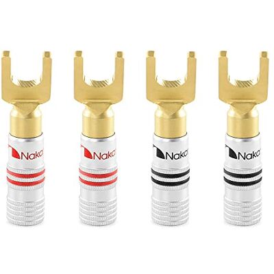 Nakamichi Clavija Banana 12-18 AWG 4 mm 24K Chapado en Oro Enchufe de plátano Adaptador para Altavoces con Cable y Amplificador de Altavoz HiFi 4 Piezas (2 Pares) Terminal de Horquilla Nakamichi Clavija Banana 12-18 AWG 4 mm 24K Chapado en Oro Enchufe de plátano Adaptador para Altavoces con Cable y Amplificador de Altavoz HiFi 4 Piezas (2 Pares) Terminal de Horquilla