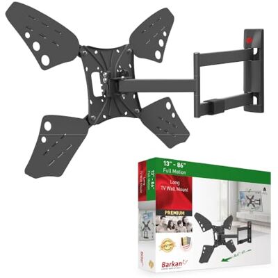 Barkan Soporte TV de Pared 67cm de Largo Inclinable y Giratorio, Articulado para Pantallas de 13-86 Pulgadas, Peso máximo 50Kg, Ultra Extensible, para LED OLED LCD, hasta VESA 600x400 Barkan Soporte TV de Pared 67cm de Largo Inclinable y Giratorio, Articulado para Pantallas de 13-86 Pulgadas, Peso máximo 50Kg, Ultra Extensible, para LED OLED LCD, hasta VESA 600x400