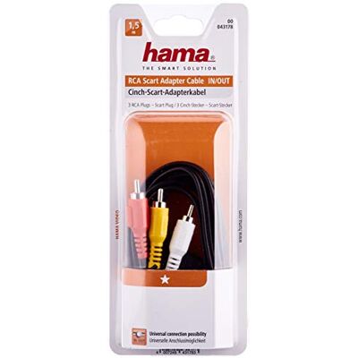 Hama 043178 Cable de vídeo Euro-3RCA, 1,5 m (in-out) Hama 043178 Cable de vídeo Euro-3RCA, 1,5 m (in-out)