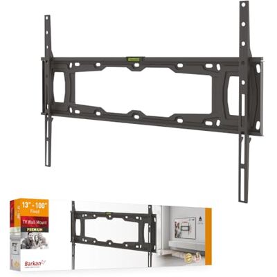 Barkan Soporte TV de Pared Fijo para Pantallas de 13-90 Pulgadas, Peso máximo 60Kg, Bloqueo automático Patentado, Ultra Delgado, Extra Estable, para LED OLED LCD, hasta VESA 600x400 Barkan Soporte TV de Pared Fijo para Pantallas de 13-90 Pulgadas, Peso máximo 60Kg, Bloqueo automático Patentado, Ultra Delgado, Extra Estable, para LED OLED LCD, hasta VESA 600x400