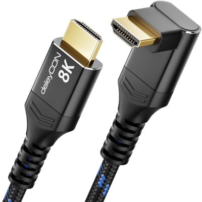deleyCON Cable HDMI 2.1 8K 4m Cable de Alta Velocidad Ultra High Speed 48 Gbps con Conector Acodado (90°) Ideal para TV, Monitor, PS4, PS5, EARC, HDR10+ 10K/8K@60Hz, 4K@120Hz/144Hz y 2K@240Hz deleyCON Cable HDMI 2.1 8K 4m Cable de Alta Velocidad Ultra High Speed 48 Gbps con Conector Acodado (90°) Ideal para TV, Monitor, PS4, PS5, EARC, HDR10+ 10K/8K@60Hz, 4K@120Hz/144Hz y 2K@240Hz