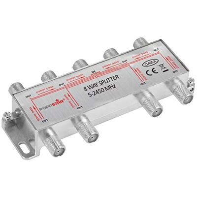 POPPSTAR Satellite Splitter TV de 8 Salidas (Adecuado para análogo, Digital, unicable, HD, 4K), Mezclador satelite para Cable, TV, Radio, LNB POPPSTAR Satellite Splitter TV de 8 Salidas (Adecuado para análogo, Digital, unicable, HD, 4K), Mezclador satelite para Cable, TV, Radio, LNB