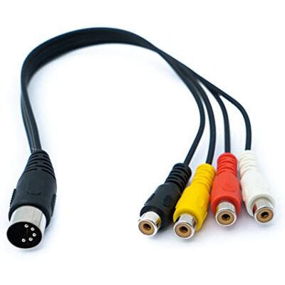 SYSTEM-S Cable RCA 4 RCA de 30 cm hembra a DIN macho adaptador estéreo de 5 pines, color negro SYSTEM-S Cable RCA 4 RCA de 30 cm hembra a DIN macho adaptador estéreo de 5 pines, color negro