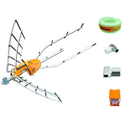 Televes Kit Creado por TECNOVOZ de la Marca Antena HD 148922 (Corte 700 MHz ch 21-48) con Amplificador 561621+ Fuente de Alimentacion para el Previo +20MT Cable +Conectores de Antena Tipo F Y CEI … Televes Kit Creado por TECNOVOZ de la Marca Antena HD 148922 (Corte 700 MHz ch 21-48) con Amplificador 561621+ Fuente de Alimentacion para el Previo +20MT Cable +Conectores de Antena Tipo F Y CEI …