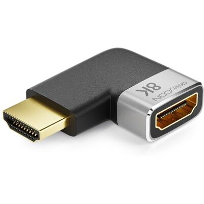 deleyCON Adaptador HDMI Conector de Acoplamiento 8K@60Hz / 4K@120Hz UHD 7680x4320 Aluminio HDMI 2.1 ARC HDR10+ Dolby Vision VRR ALLM 48Gbps Ángulo Recto Gris Negro deleyCON Adaptador HDMI Conector de Acoplamiento 8K@60Hz / 4K@120Hz UHD 7680x4320 Aluminio HDMI 2.1 ARC HDR10+ Dolby Vision VRR ALLM 48Gbps Ángulo Recto Gris Negro