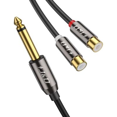 J&D Cable de Audio 6.35 mm a Doble RCA, Adaptador Y 1/4" Mono TS Macho a 2 RCA Hembra, Conectores Chapados en Oro, Ideal para Consolas de Mezcla y Sistemas Estéreo, 0.2 m J&D Cable de Audio 6.35 mm a Doble RCA, Adaptador Y 1/4" Mono TS Macho a 2 RCA Hembra, Conectores Chapados en Oro, Ideal para Consolas de Mezcla y Sistemas Estéreo, 0.2 m