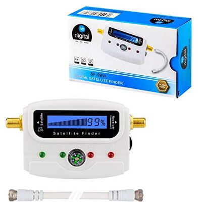 HB-DIGITAL HB Detector digital de satélite con pantalla LCD, brújula y sonido + cable de conexión F + instrucciones en alemán + conectores dorados * para ajustar su antena satélite * con pantalla HB-DIGITAL HB Detector digital de satélite con pantalla LCD, brújula y sonido + cable de conexión F + instrucciones en alemán + conectores dorados * para ajustar su antena satélite * con pantalla