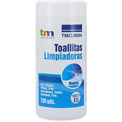 TM Electron TMCLN004 Pack de 100 toallitas de Limpieza para Pantallas, M, Color Blanco TM Electron TMCLN004 Pack de 100 toallitas de Limpieza para Pantallas, M, Color Blanco