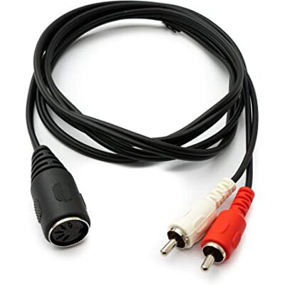 SYSTEM-S Cable RCA 2 RCA de 150 cm hembra a DIN 5 pines macho estéreo adaptador en negro SYSTEM-S Cable RCA 2 RCA de 150 cm hembra a DIN 5 pines macho estéreo adaptador en negro