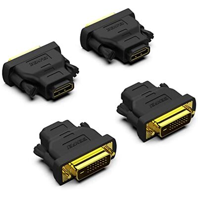 BENFEI Adaptador DVI a HDMI, 4 Paquetes de adaptadores bidireccionales HDMI a DVI-D con Conectores chapados en Oro BENFEI Adaptador DVI a HDMI, 4 Paquetes de adaptadores bidireccionales HDMI a DVI-D con Conectores chapados en Oro