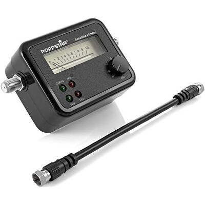 POPPSTAR Medidor Señal Antena TV (Satellite Finder análogo, alineación precisa de la Antena parabolica) con Cable de conexión 19,5 cm POPPSTAR Medidor Señal Antena TV (Satellite Finder análogo, alineación precisa de la Antena parabolica) con Cable de conexión 19,5 cm