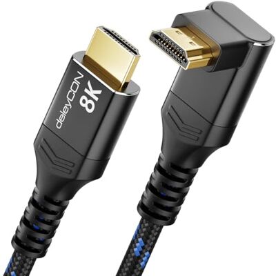 deleyCON Cable HDMI 2.1 8K 0,5m Cable de Alta Velocidad Ultra High Speed 48 Gbps con Conector Acodado (270°) Ideal para TV, Monitor, PS4, PS5, EARC, HDR10+ 10K/8K@60Hz, 4K@120Hz/144Hz y 2K@240Hz deleyCON Cable HDMI 2.1 8K 0,5m Cable de Alta Velocidad Ultra High Speed 48 Gbps con Conector Acodado (270°) Ideal para TV, Monitor, PS4, PS5, EARC, HDR10+ 10K/8K@60Hz, 4K@120Hz/144Hz y 2K@240Hz