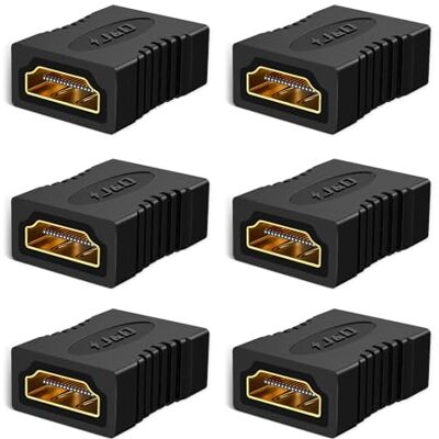 J&D 8K HDMI Coupler, 8K@60Hz/4K@120Hz Hembra a Hembra Conector HDMI Extender, Soporte 3D, HDR, HDCP, ARC, Compatible con DVD, BLU-Ray, TV, Ordenador portátil, PC, Monitor, Paquete de 6 J&D 8K HDMI Coupler, 8K@60Hz/4K@120Hz Hembra a Hembra Conector HDMI Extender, Soporte 3D, HDR, HDCP, ARC, Compatible con DVD, BLU-Ray, TV, Ordenador portátil, PC, Monitor, Paquete de 6