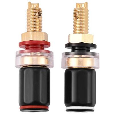 Zerone Conectores terminales de cable de altavoz de cobre de 2 piezas, poste de enlace hembra para el conector del amplificador de altavoz de 4 mm tipo banana Zerone Conectores terminales de cable de altavoz de cobre de 2 piezas, poste de enlace hembra para el conector del amplificador de altavoz de 4 mm tipo banana
