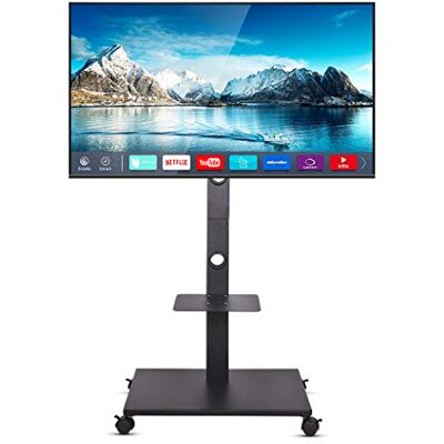 unho Soporte TV con Ruedas para 32-65 Pulgadas Soporte TV Móvil de Suelo con 2 Estantes de Metal, Altura Ajustable Inclinable de 15˚, Carga Máx 30kg VESA 100x100-600x400mm unho Soporte TV con Ruedas para 32-65 Pulgadas Soporte TV Móvil de Suelo con 2 Estantes de Metal, Altura Ajustable Inclinable de 15˚, Carga Máx 30kg VESA 100x100-600x400mm