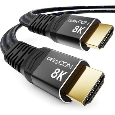 deleyCON 0,5m Cable HDMI 2.1 8K Plano Corto para TV, Monitor, PS4, PS5, Xbox, Dolby Atmos Soundbar EARC, HDR10+ VRR 48Gbps Ultra High Speed Cable 10K/8K@60Hz, 4K@120Hz/144HZ, 2K@240HZ deleyCON 0,5m Cable HDMI 2.1 8K Plano Corto para TV, Monitor, PS4, PS5, Xbox, Dolby Atmos Soundbar EARC, HDR10+ VRR 48Gbps Ultra High Speed Cable 10K/8K@60Hz, 4K@120Hz/144HZ, 2K@240HZ