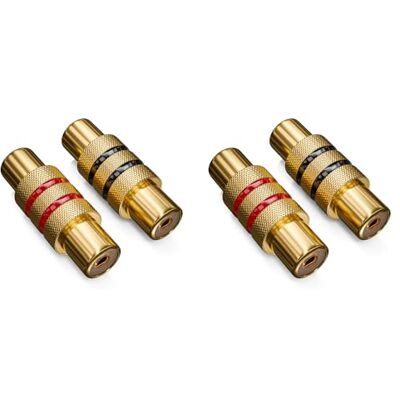 deleyCON 4 Piezas Acoplador Cinch RCA en Set 2X Negro + 2X Rojo Adaptador Audio Video Hembra a Hembra Conector deleyCON 4 Piezas Acoplador Cinch RCA en Set 2X Negro + 2X Rojo Adaptador Audio Video Hembra a Hembra Conector