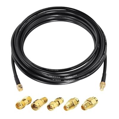 Superbat Cable Extensión SMA 5m RG58 Macho a Hembra con Kit 5 Adaptadores Baja Pérdida, Flexible, para VNA/ Router/ Módem Gateway/ Radioaficionado/ Analizador Espectro/ Dispositivo Prueba Superbat Cable Extensión SMA 5m RG58 Macho a Hembra con Kit 5 Adaptadores Baja Pérdida, Flexible, para VNA/ Router/ Módem Gateway/ Radioaficionado/ Analizador Espectro/ Dispositivo Prueba