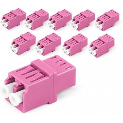 1aTTack.de 10 conectores de fibra óptica RJ45 Style OM4 (UPC o PC) LC dúplex hembra a LC dúplex hembra, multimodo, color morado 1aTTack.de 10 conectores de fibra óptica RJ45 Style OM4 (UPC o PC) LC dúplex hembra a LC dúplex hembra, multimodo, color morado