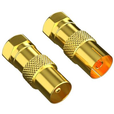 RedStar24 Adaptador de Antena Satélite F Macho a IEC y Conector de Antena, Cable Coaxial, Dorado RedStar24 Adaptador de Antena Satélite F Macho a IEC y Conector de Antena, Cable Coaxial, Dorado