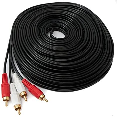 SYSTEM-S Cable RCA 2 RCA de 20 m macho a macho, adaptador AV estéreo en negro SYSTEM-S Cable RCA 2 RCA de 20 m macho a macho, adaptador AV estéreo en negro