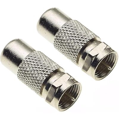 Keple F Type Plug to Phono Socket RCA Female RF Connector Coaxial Adapter TV Coaxial Type F Plug, High Transmission TV Cable Coupler Converter Replacement Paquete de 2 Keple F Type Plug to Phono Socket RCA Female RF Connector Coaxial Adapter TV Coaxial Type F Plug, High Transmission TV Cable Coupler Converter Replacement Paquete de 2