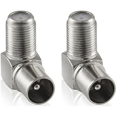 POPPSTAR 2X Adaptador coaxial (Conector F Hembra a Conector CEI Macho), en ángulo 90 Grados, para Cable de Antena, Cable coaxial POPPSTAR 2X Adaptador coaxial (Conector F Hembra a Conector CEI Macho), en ángulo 90 Grados, para Cable de Antena, Cable coaxial