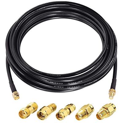 Superbat Cable Extensión SMA 10m RG58 Macho a Hembra con Kit 5 Adaptadores Baja Pérdida, Flexible, para VNA/ Router/ Módem Gateway/ Radioaficionado/ Analizador Espectro/ Dispositivo Prueba Superbat Cable Extensión SMA 10m RG58 Macho a Hembra con Kit 5 Adaptadores Baja Pérdida, Flexible, para VNA/ Router/ Módem Gateway/ Radioaficionado/ Analizador Espectro/ Dispositivo Prueba