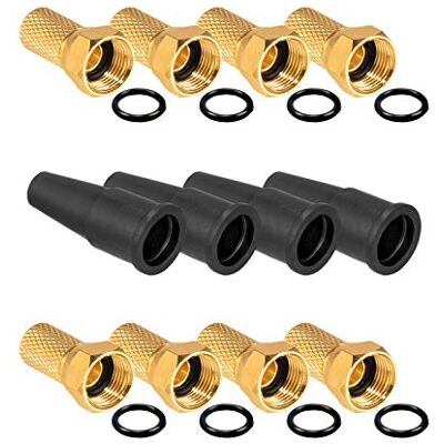 HB-DIGITAL Juego de Accesorios SAT 8x F-Conector 7mm Tuerca Ancha Dorada + 4x Ojales de goma HQ para Cable de Antena Coaxial Sistemas BK por Satélite HB-DIGITAL Juego de Accesorios SAT 8x F-Conector 7mm Tuerca Ancha Dorada + 4x Ojales de goma HQ para Cable de Antena Coaxial Sistemas BK por Satélite