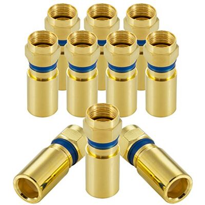 POPPSTAR 10x Juego de Conectores coaxiales, Conector F compresión para Cable de Antena, Cable coaxial hasta 7,5mm, Resistente a la Intemperie, Dorado POPPSTAR 10x Juego de Conectores coaxiales, Conector F compresión para Cable de Antena, Cable coaxial hasta 7,5mm, Resistente a la Intemperie, Dorado