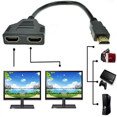 Generic ZYuoo Cable divisor HDMI de 1080P macho a doble HDMI hembra, adaptador de cable divisor de 1 a 2 vías Generic ZYuoo Cable divisor HDMI de 1080P macho a doble HDMI hembra, adaptador de cable divisor de 1 a 2 vías