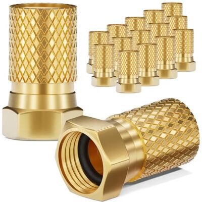 HB-DIGITAL 16 conectores F de 8,2 mm con junta de goma dorados para cable coaxial de antena satélite, cable de acoplamiento de satélite, sistemas BK macizos HQ 4K UHD HB-DIGITAL 16 conectores F de 8,2 mm con junta de goma dorados para cable coaxial de antena satélite, cable de acoplamiento de satélite, sistemas BK macizos HQ 4K UHD