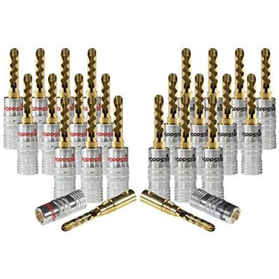 POPPSTAR 24x Bananas altavoces; banana conector para cable de altavoz (hasta 6mm²), (12x negro, 12x rojo), contactos dorados 24k POPPSTAR 24x Bananas altavoces; banana conector para cable de altavoz (hasta 6mm²), (12x negro, 12x rojo), contactos dorados 24k