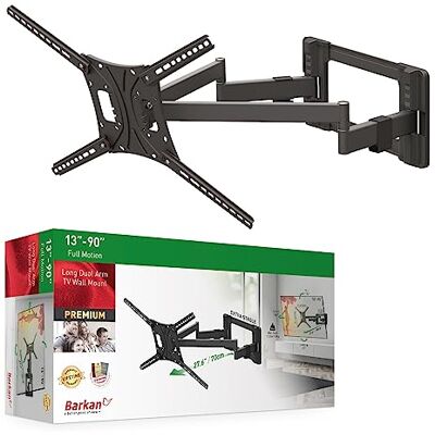 Barkan Soporte TV de Pared 70cm de Largo Brazo Doble, Inclinable y Giratorio, Articulado, para Pantallas de 13-90 Pulgadas, Peso máximo 60Kg, Extra Estable, para LED OLED LCD, hasta VESA 600x400 Barkan Soporte TV de Pared 70cm de Largo Brazo Doble, Inclinable y Giratorio, Articulado, para Pantallas de 13-90 Pulgadas, Peso máximo 60Kg, Extra Estable, para LED OLED LCD, hasta VESA 600x400